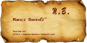 Mancz Bennó névjegykártya